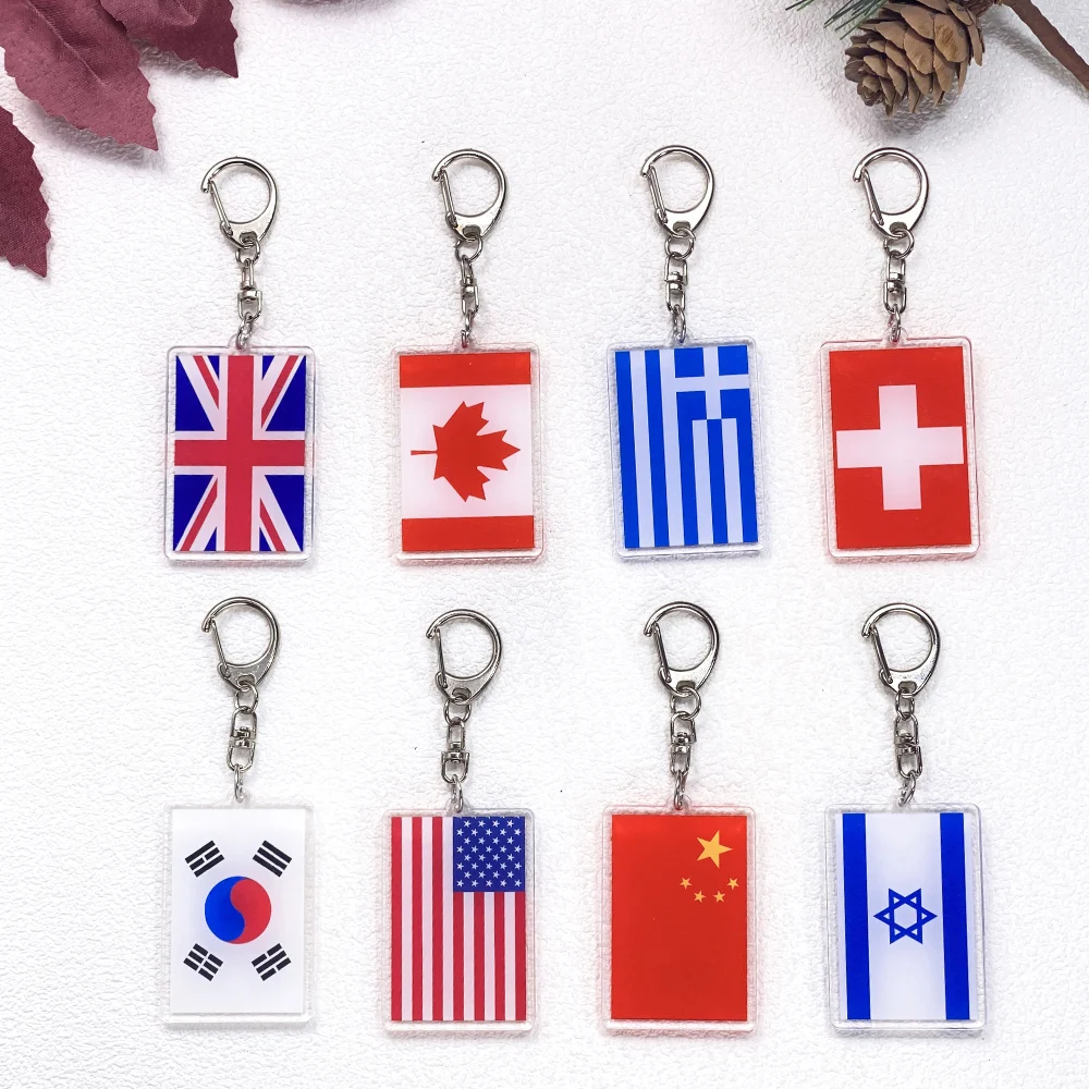 Llavero con Banderas Nacionales de Varios Países, Accesorios para Fanáticos del Deporte, Colgante Acrílico para Bolsa, Llavero, Decoración de Mochila