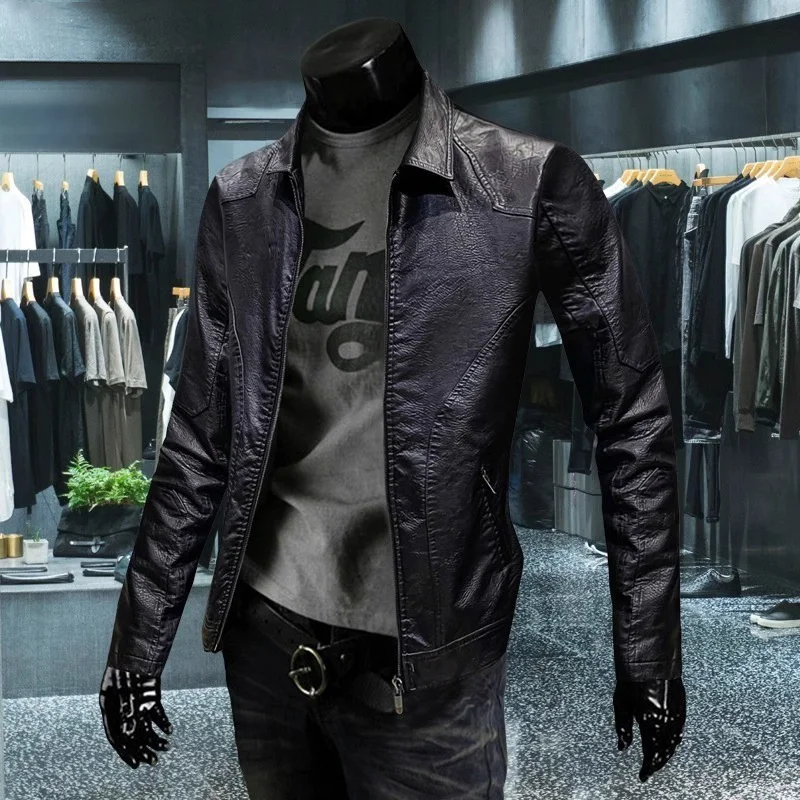 

Cross-border Men's Leather Autumn New Leather Stand Collar Korean Pu Leather Jacket Men's Coat Fashion Personality Men Jacket