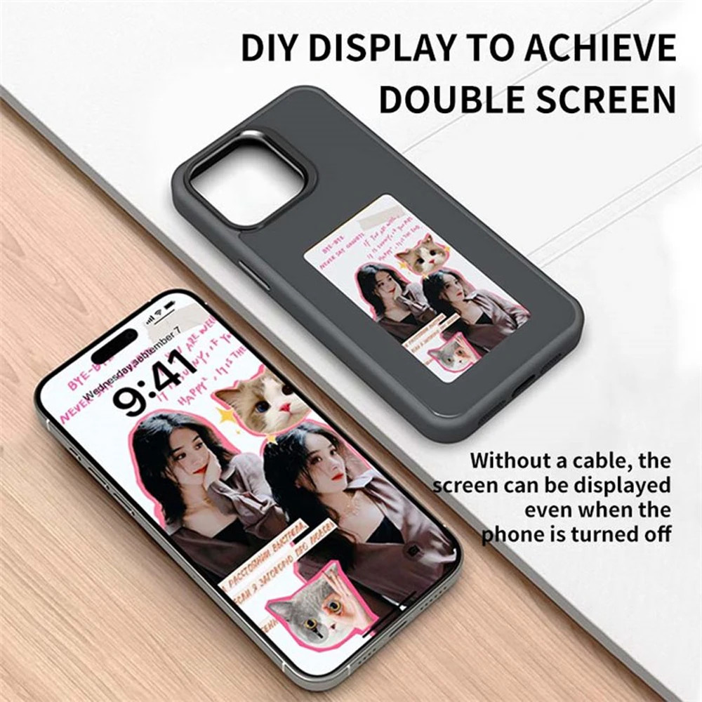 Imagem -03 - Eink Screen Nfc Smart Phone Case Capa Protetora Display Colorido App Atualizar Bateria Livre Iphone 15 14 13 Pro Max