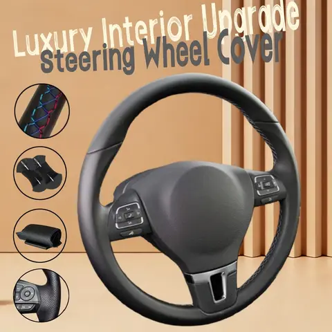 Customiz Microfiber Leather Car Steering Wheel Cover Sagitar Bora Santana Jetta Mk6 Steering Wrap Cover For Volkswagen Polo