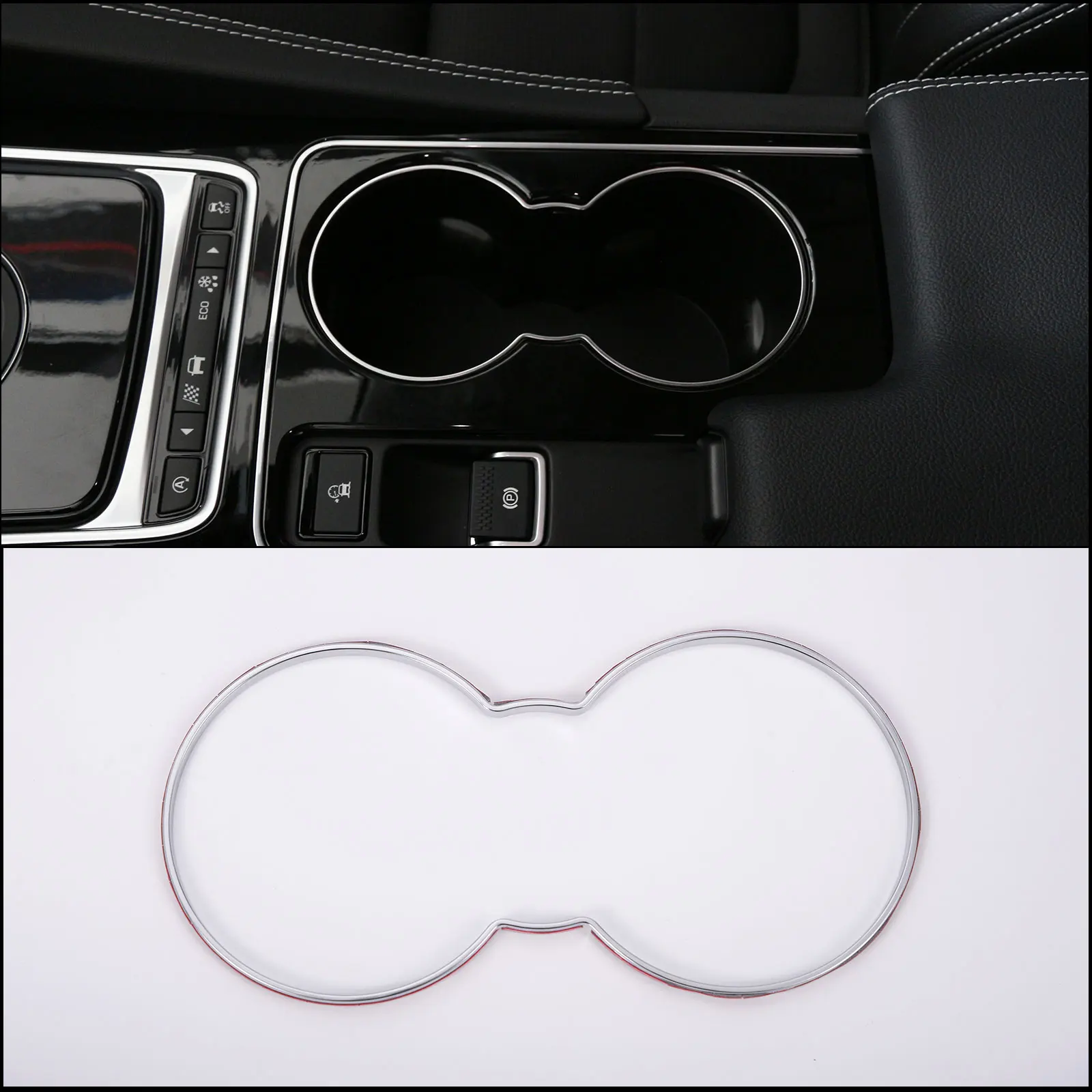 

ABS Chrome Car Water Cup Holder Frame Trim Covers Stickers For Jaguar XE F-Pace f pace 2016 Interior Auto Accessories 1 Pcs