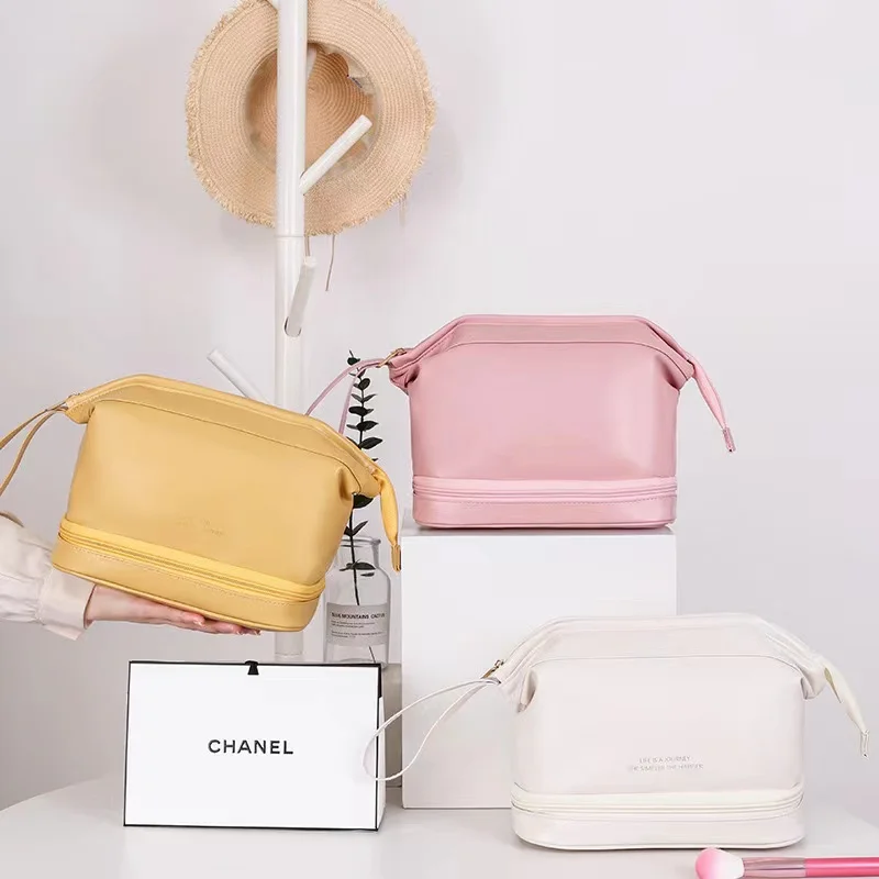 Portable Large Capacity PU Leather Zipper Makeup Women Bags Beauty Travel Make Up Organizer Storage Bath Toiletry Wash Bag