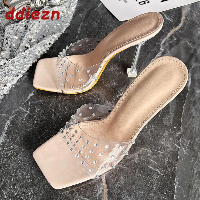 

Модные женские туфли на высоком каблуке со стразами, женские сандалии, туфли-лодочки на прозрачном каблуке для женщин, новинка лета и весны