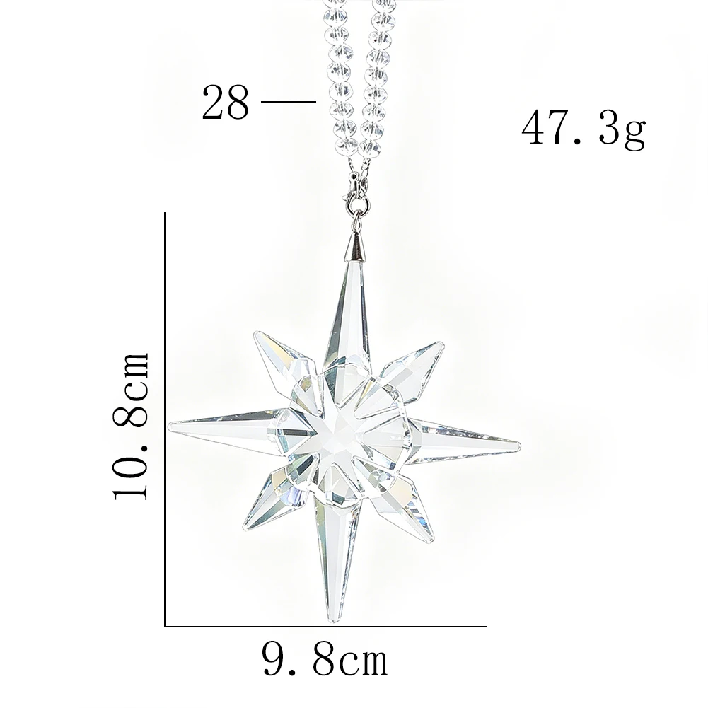 8-Punkt-Nordstern Mehrfach Facettierter Kristall Hängender Schmuck Auto-Rückspiegel Regenbogen-Prisma Sonnenfänger Fenster-Deko Anhänger Geschenk – Detail 7