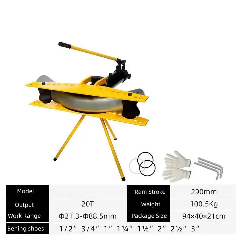 3 inch Effective Work Manual Tube Pipes Bending Machine 21ton  Iron Tube Pipe Bender Machine  Hydraulic tool sets kits