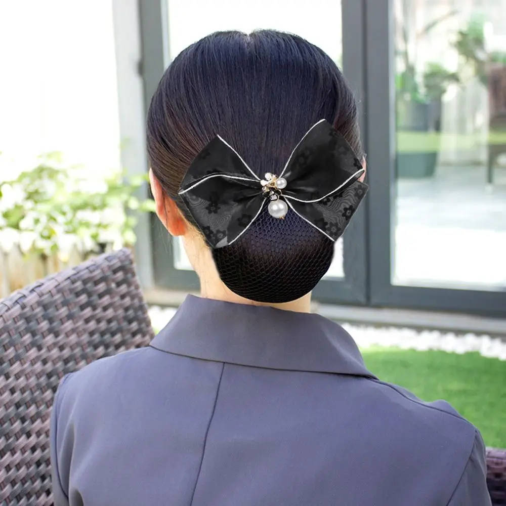 

Lady Dance Headdress Ponytail Clip Mesh Hair Net Bowknot Hair Bun Cover Korean Bun Snood Hairgrips Cover Net Women Spring Clips