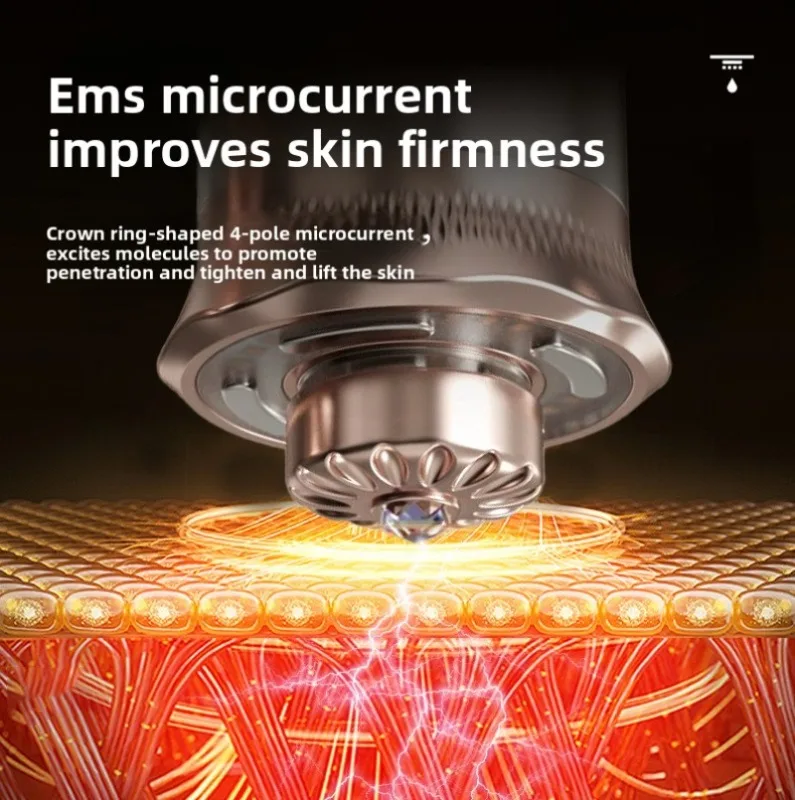 เครื่องนวดหน้าด้วยไมโครเคอร์เรนท์ EMS พร้อมตัวเครื่อง ABS และลูกกลิ้งนวดสแตนเลส อุปกรณ์บำรุงผิวแบบนำสารบำรุงเข้าสู่ผิว