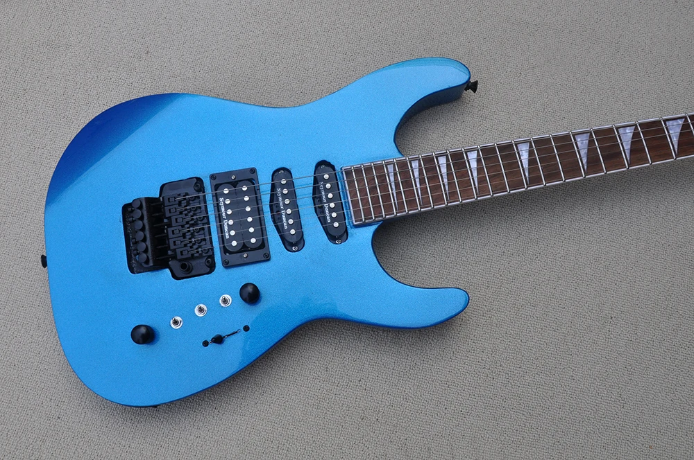 Metallic Blue Electric Guitar with Tremolo,Rosewood Fretboard with 24 Frets,Customize Logo/Color Available