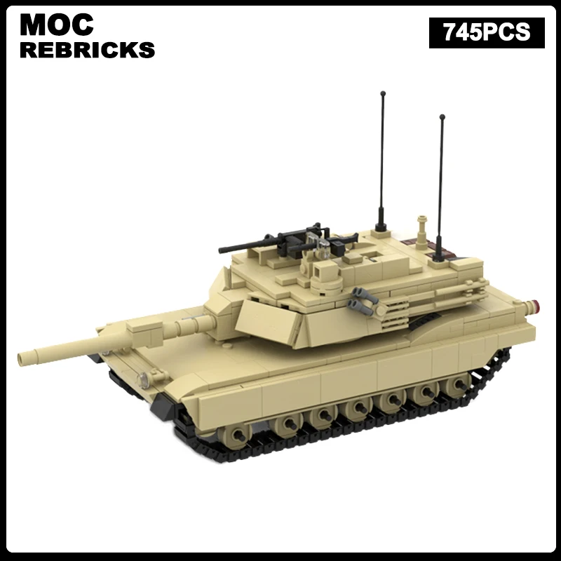 

MOC US Classic Bricks M1A2 Abrams Тяжелый главный боевой танк Строительные блоки Военная модель автомобиля Сборка игрушек Рождественские подарки