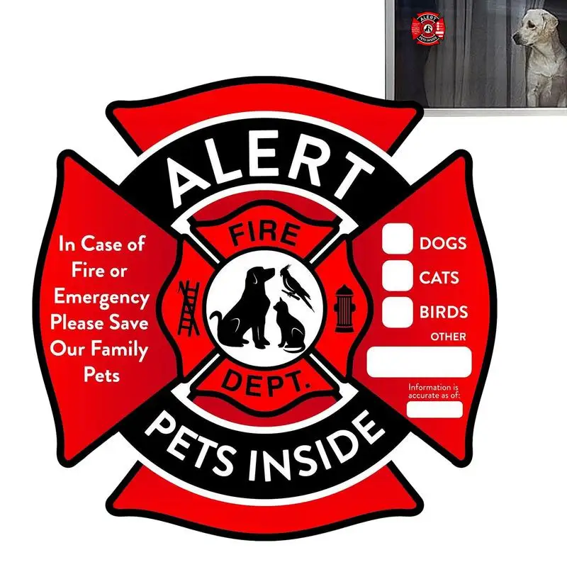 1Pcs Pet Inside Fire Rescue Sticker Pet Alert Safety Fire Rescue Decal Pet In House Window Door Sign Pets Emergency