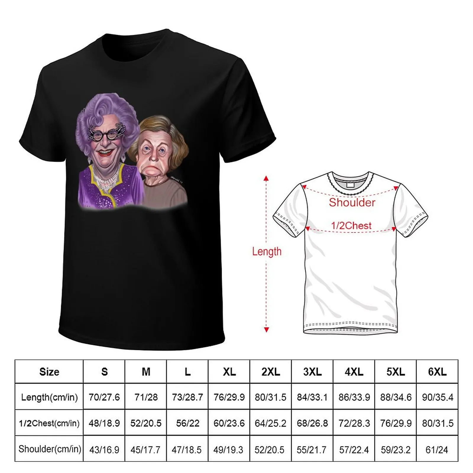 Dame Edna Everage and her constant traveling companion (and bridesmaid) Madge Allsop by James Brennan T-Shirt