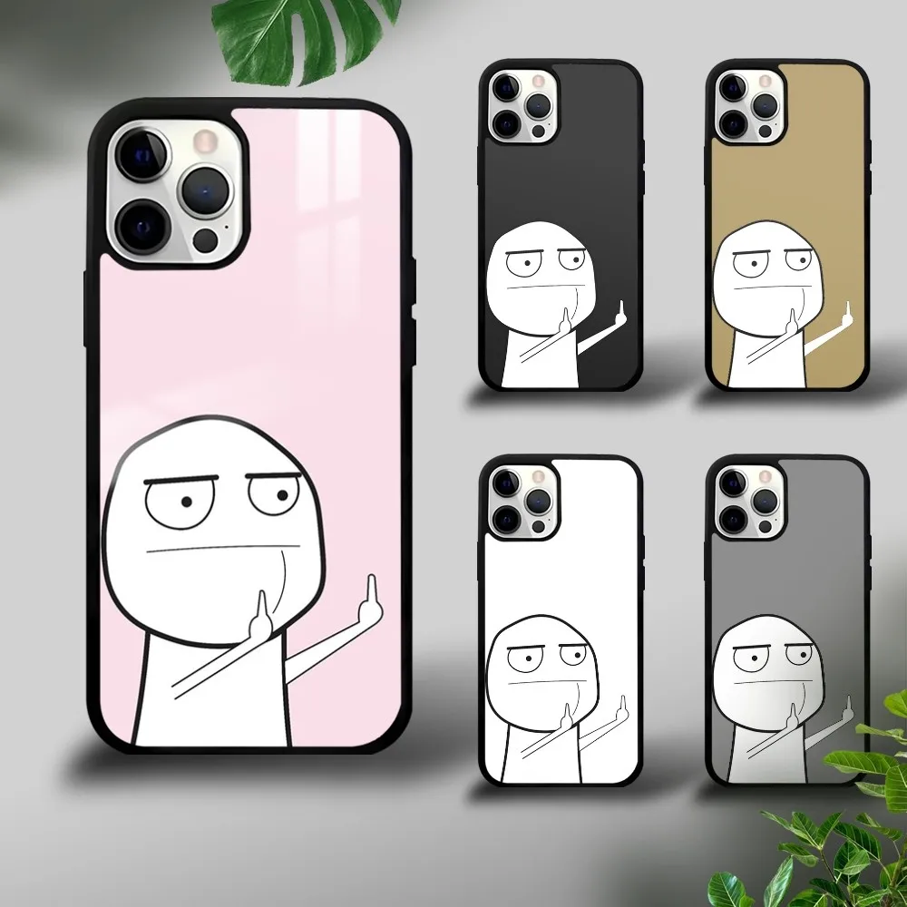 

Funny Middle Finger Cute Man Phone Case For iPhone 16 15 14 13 12 11 Pro Xs Max Mini Plus Celulares Hard Funda