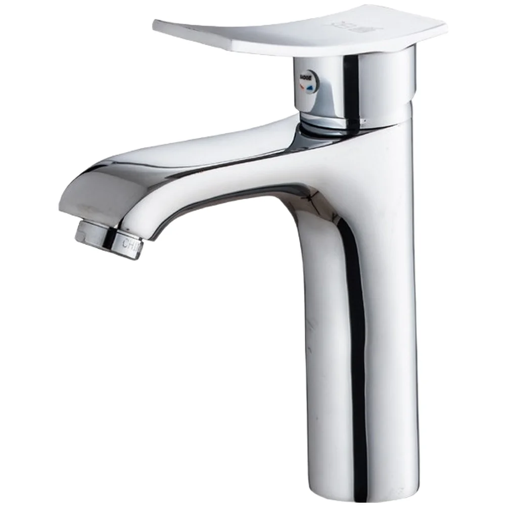 Single Hole Brass Faucet for Bathroom Basin Sink Modern Design Hot Cold Water Control Inlet Pipe Thread Compatible