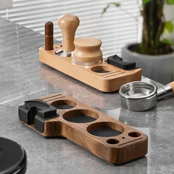 BANLEE Coffee Tamper Mat Station Stand Portafilter Holder Support Base Rack Walnut Wood For 51MM 54MM 58MM Espresso Accessories