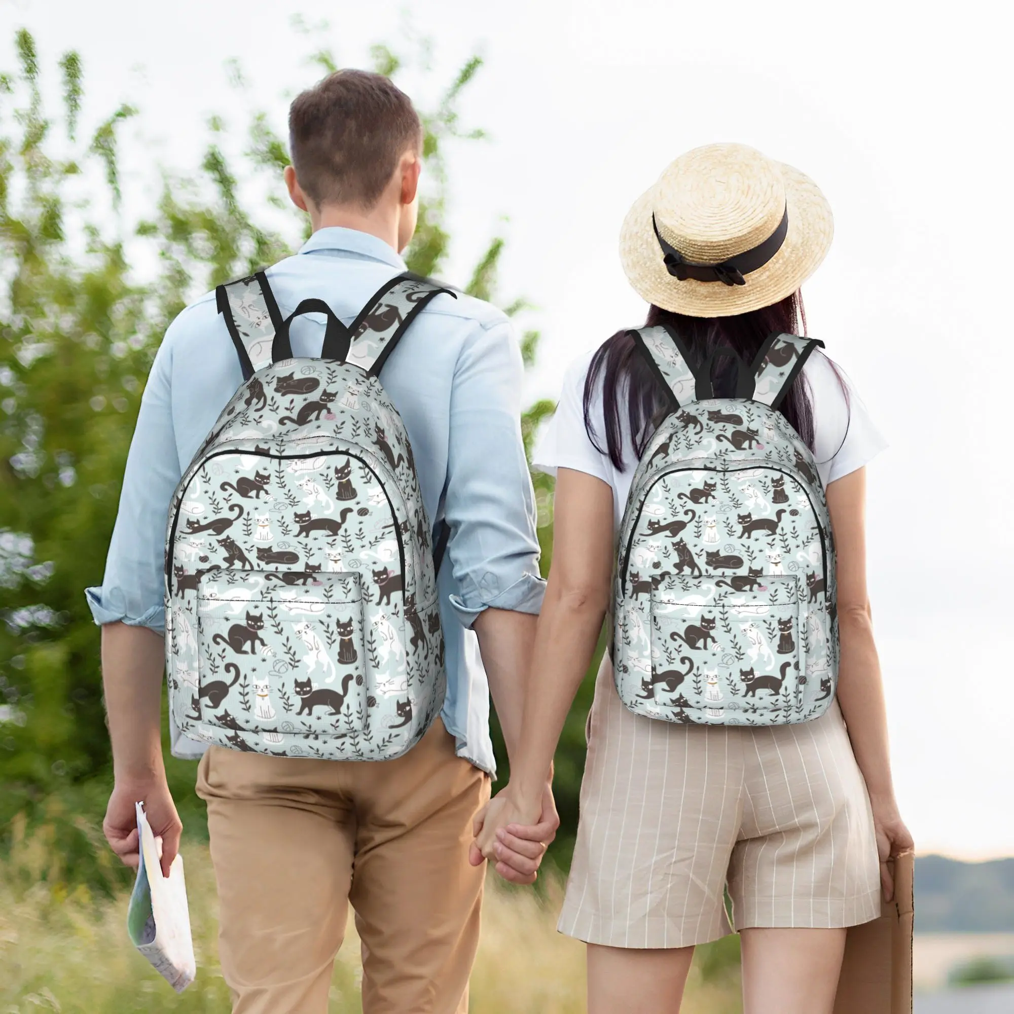 Cartoon Cute Cat Backpack for Men Women Teenage High School Business Daypack Animal Laptop Canvas Bags Sports