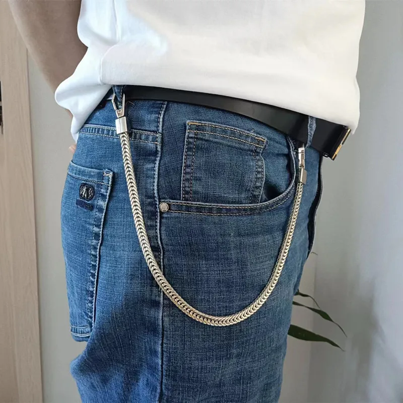 42CM Long Punk Style Metal Keychain Wallet Belt Hip Hop Jean Trousers Hipster Pants Shoulder Bag Chain Men\'s Accessory