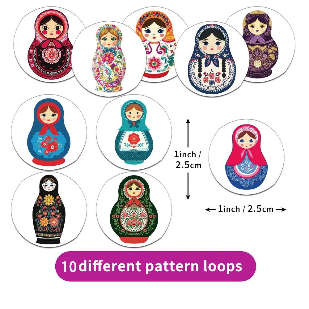 500 قطعة من ملصقات لفة الدمية الروسية الإبداعية، حافظات هواتف تزلج مزخرفة، أكواب مياه، دفتر ملصقات شخصية ذاتية الصنع