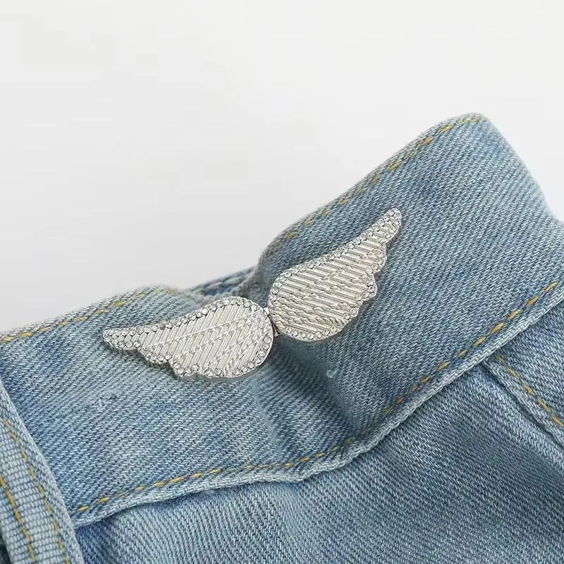 1 Set Strass-Flügel-Schnalle Hosen-Taillenverengung Abnehmbare Taillenknöpfe Pins Gürtelzubehör Hosenclips Ohne Nähen – Detail 6