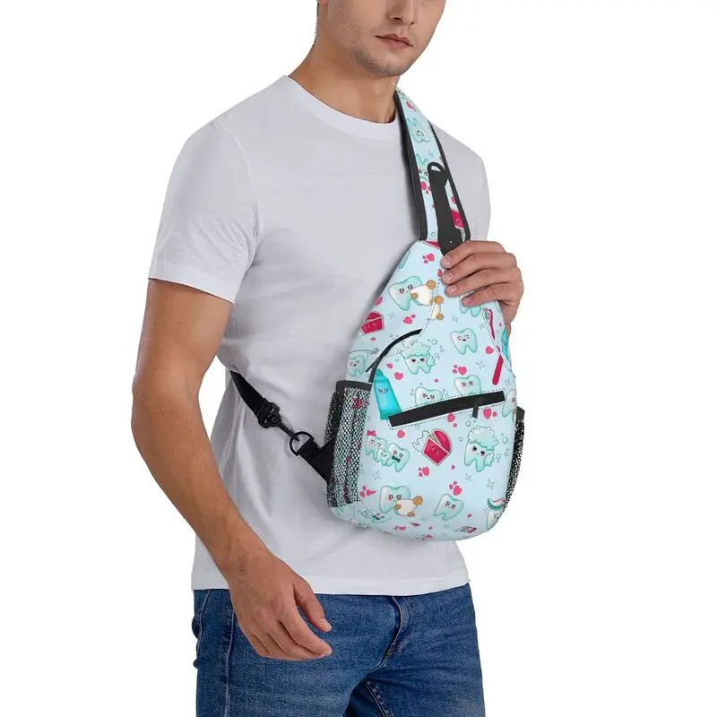 مخصص الأسنان طبيب الأسنان Crossbody حقيبة ظهر ذات حمالة الرجال طب الأسنان حقائب الكتف الصدر للمشي لمسافات طويلة
