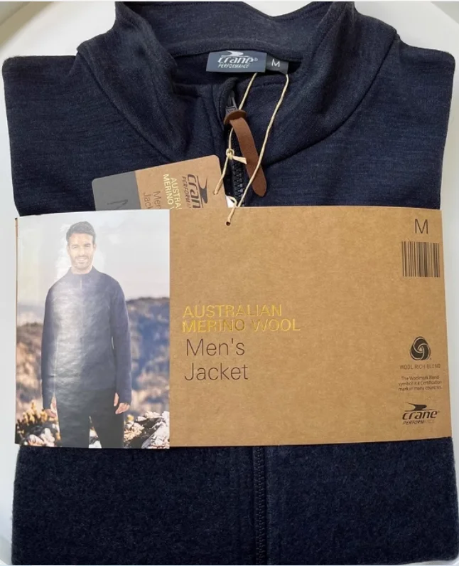 

Crane 2024 Men's Merino Wool Jaet Outdoor Sports Casual Zipper irt Warm Coat Busin Sle Mid-Length Coat