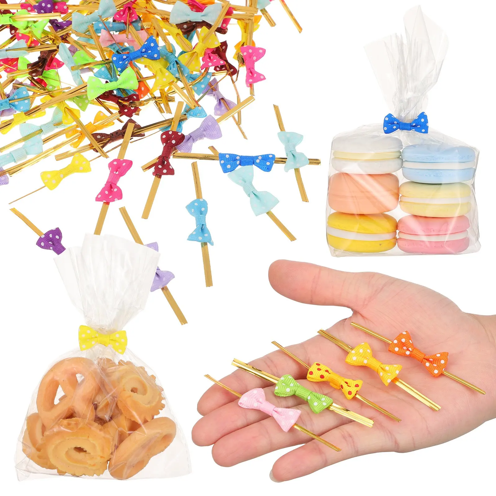 100 Lazos Versátiles para Sellar Bolsas de Dulces, Lazos DIY para Bolsas de Regalo, para Tiendas de Snacks, Centros Comerciales, Panaderías, Suministros de Repostería, Bolsas de Alimentos