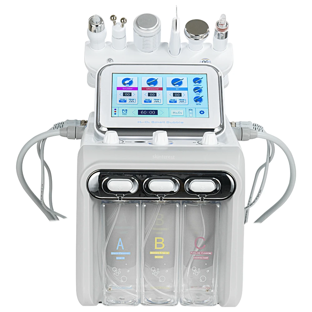 6 In 1 H2O2 Water Oxygen Jet Peel Hydra Beauty Skin Cleansing Hydra Dermabrasion RF Lifting Aqua Facial SPA Machine Skin Care