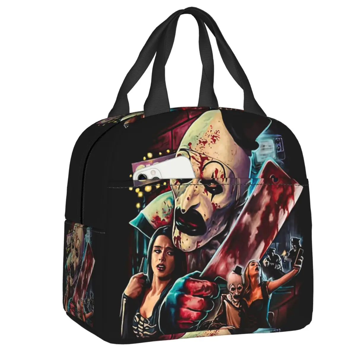 

Terrifier Thermal Insulated Lunch Bags Women Halloween Horror Movie Lunch Container for School Office Outdoor Storage Food Box