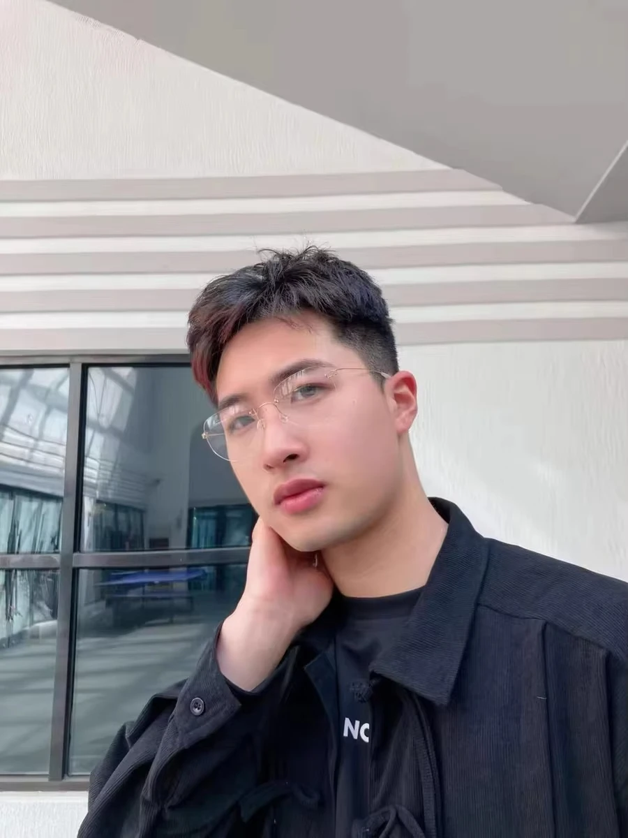 الدنمارك العلامة التجارية 358 مضلع بدون شفة الرجال النظارات الإطار موضة خفيفة كبيرة الحجم النساء لا حافة النظارات الذهب سلك نظارات جديد #2