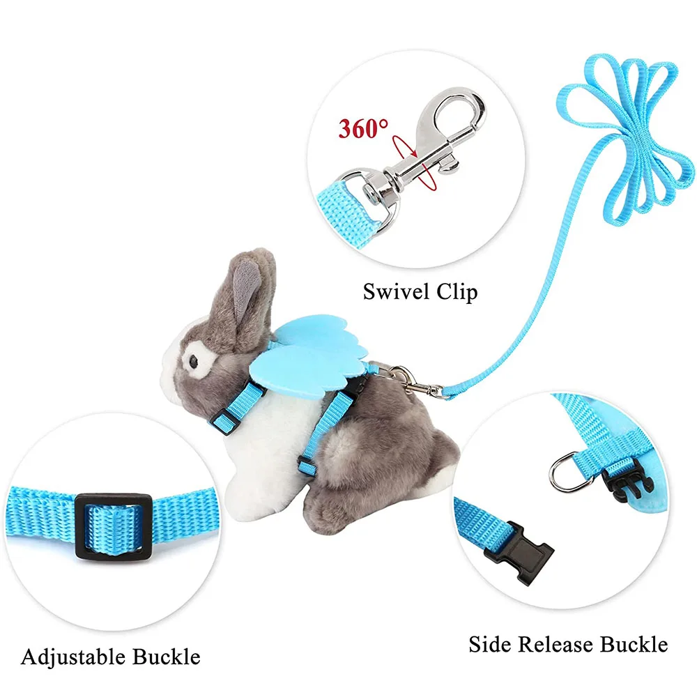 Cute Rabbit Harness and Leash Set Adjustable Bunny Vest Dress with Lead for Ferret Guinea Pig Kitten Small Animals Pet Supplies