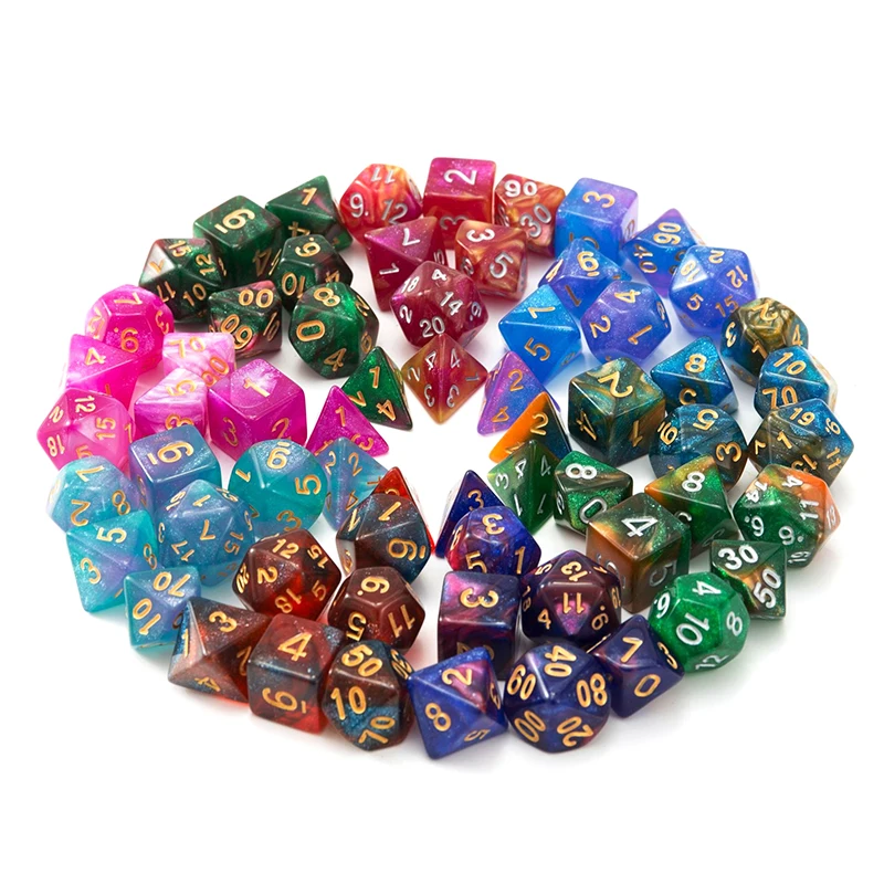 7Pcs Mix Dice Set Portable Toys For Adults Kids Polyhedral D4 D6 D8 D10 D12 D20 Dice For Role Playing Board Table Game