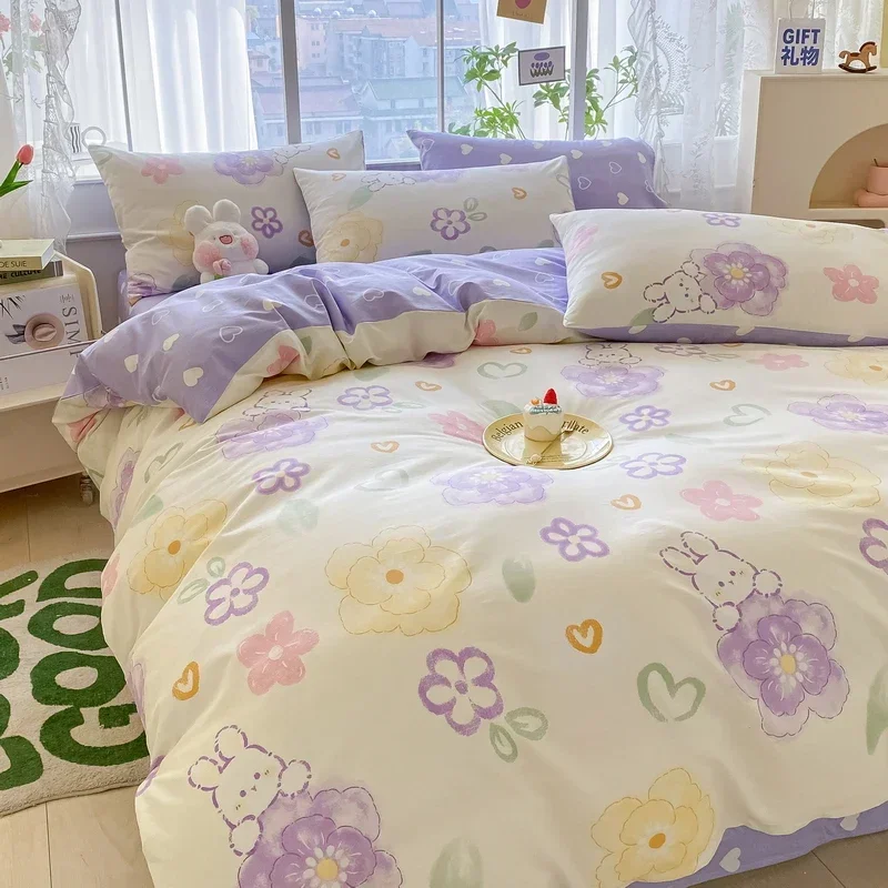 New Fashion high quality cotton bed quilt cover 4Pcs set for queen size bed sheet quilt cover pilowcase universal for all season