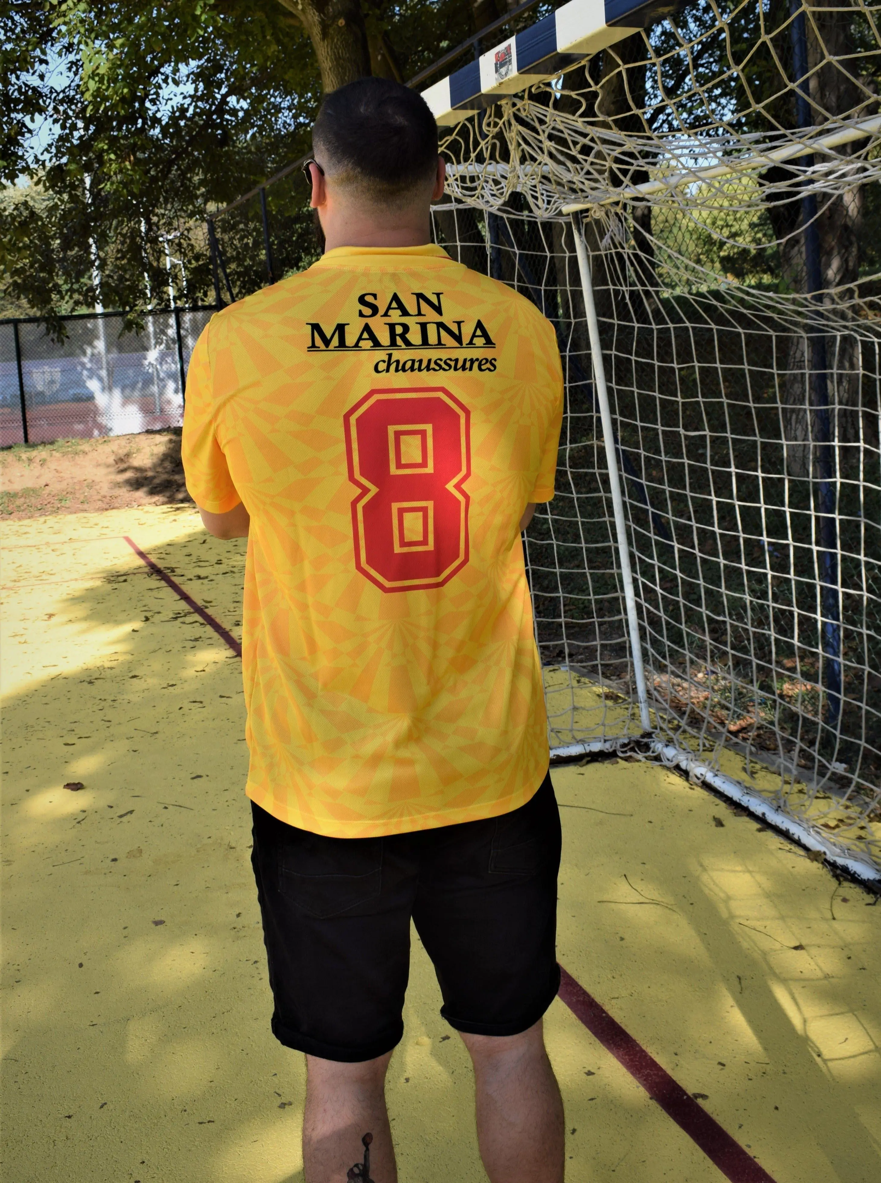 

2025 Summer Men's Clothing New FC Martigues Home Retro Jersey 1993/1994 : Les Sang et Or “Jurassic Park”