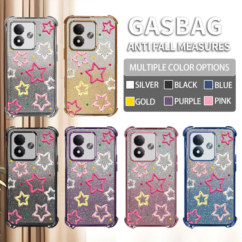 Glitter Cover For Xiaomi Redmi Note 17 Pro Max 5G Note 17 4G Case TPU Four-corner Shockproof Stars Pattern Fundas