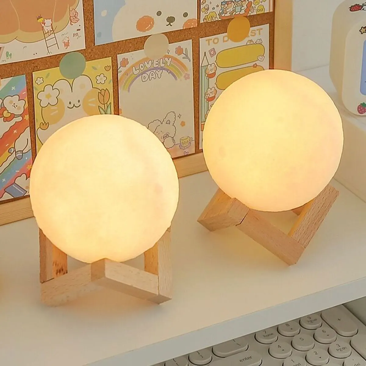 Fashion Creative Moon Light Study Desktop Decoration Pieces Bedside Bedroom Soft Light Sleep Light 8.5cm