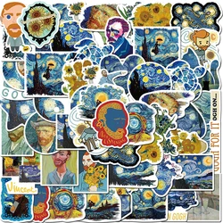 10/40 pces van gogh pintura adesivo estético pvc escola artigos de papelaria caderno portátil das crianças