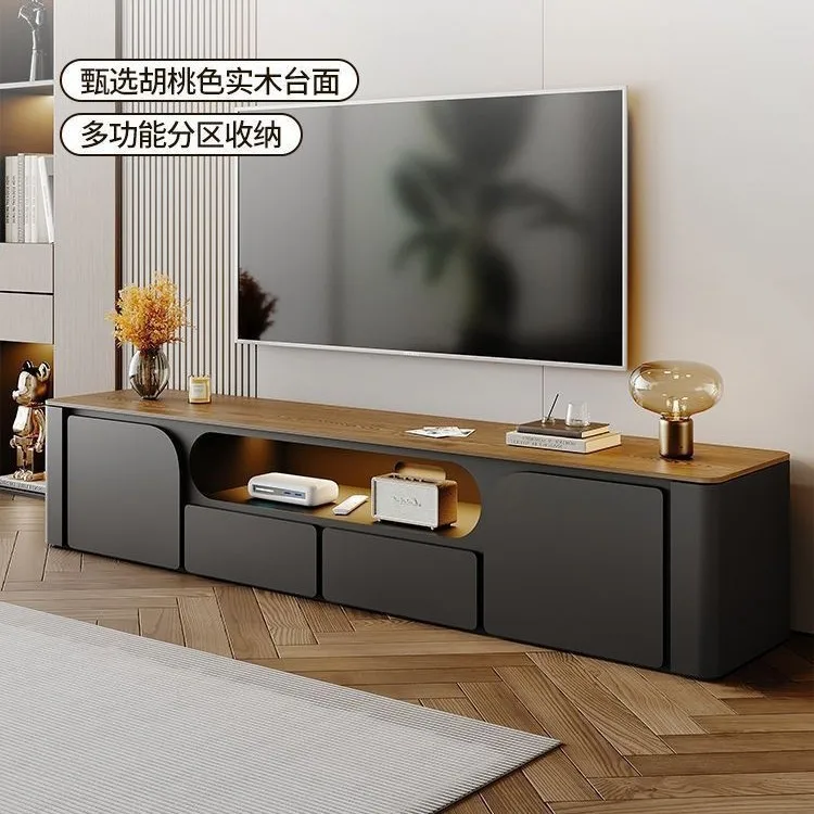 Solid wood TV cabinet living room household small apartment modern simple TV cabinet coffee table combination floor cabinet