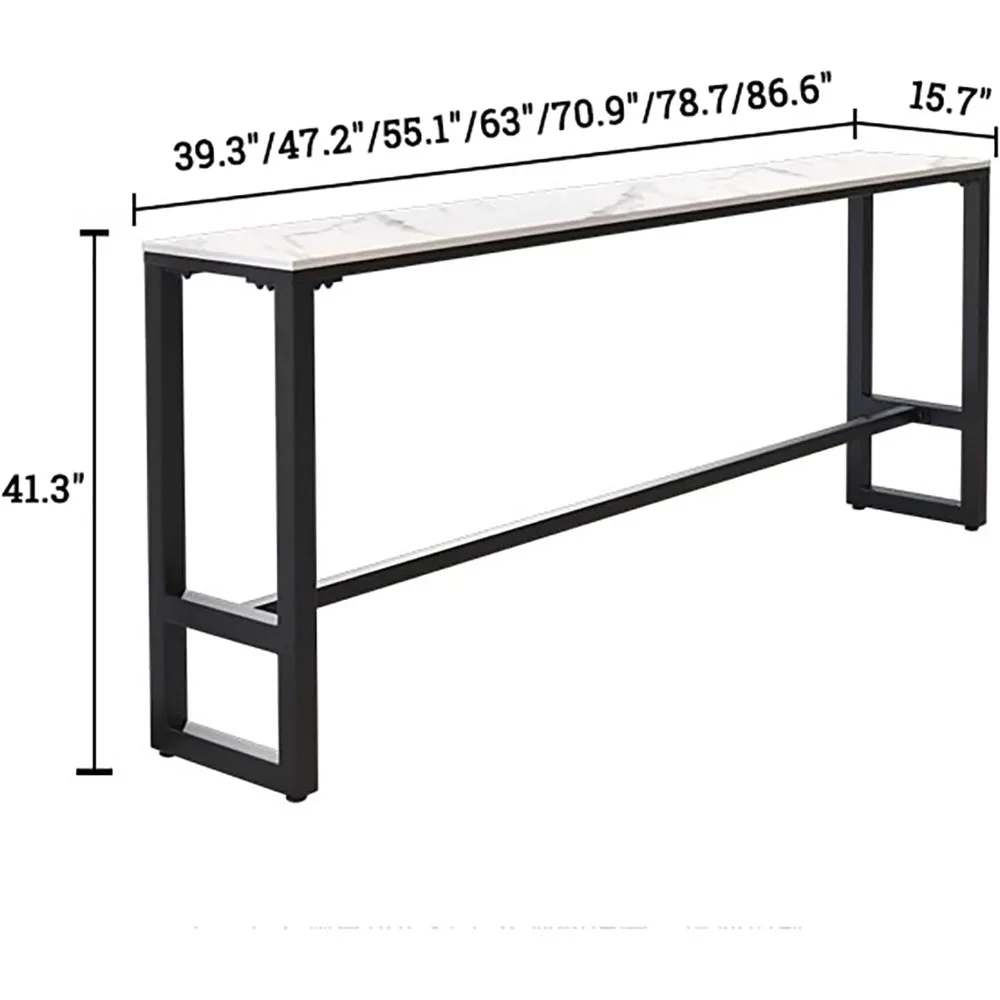 Bartafel, Faux Marmeren Blad Met Ijzeren Voet, Smalle Schraagtafel Eettafel, Geen Kruk, Bartafels