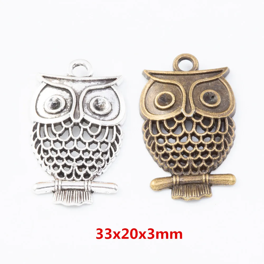 

50pcs owl Craft Supplies Charms Pendants for Crafting Jewelry Findings Making Accessory For DIY Necklace 08