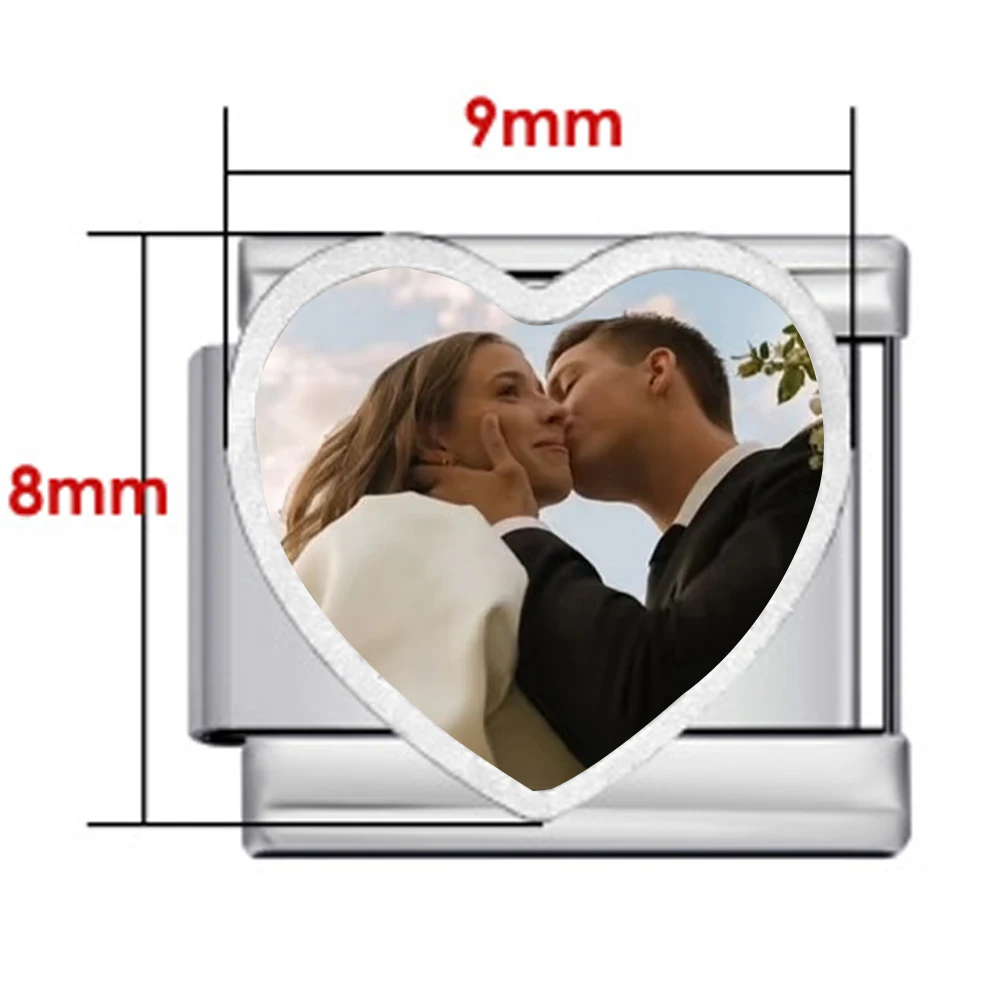 Custom Basic Simple Heart Round Square Ellipse DIY Making Beads Italian Charm Link Sweethearts Stainless Steel Bracelet Bangle