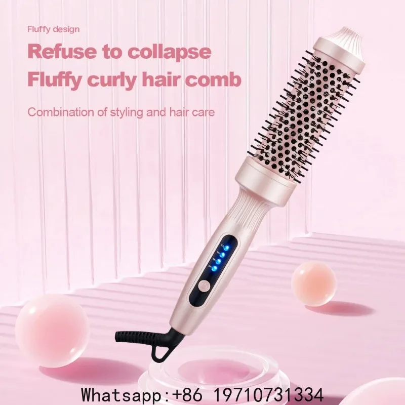Negative Ion Curling Iron 38mm Hot Air Brush, Dual-use for Curling and Straightening, Heated Styling Comb