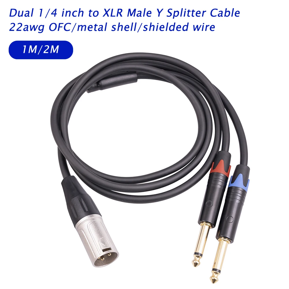 XLR Male To Dual 6.35mm Male Cable Adapter Male XLR To Dual 1/4\