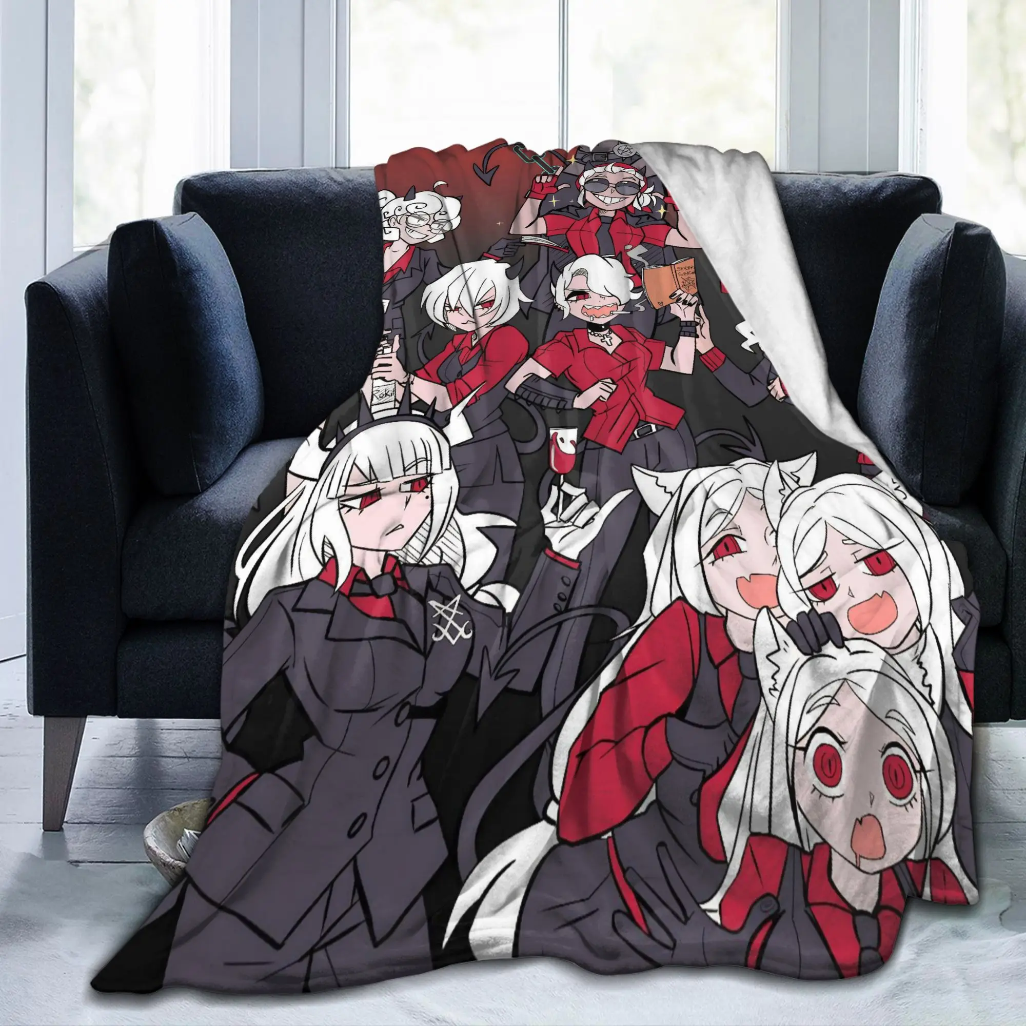 Helltakers Lucifers Cerberus Game Blanket Cover Anime Flannel Bedding Throw Blankets Bed Sofa Soft Warm Gift Breathable