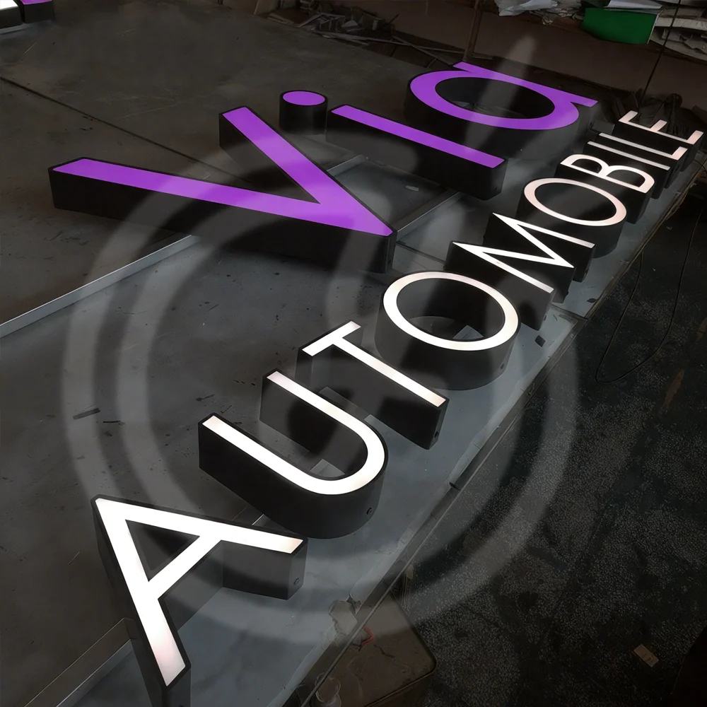 مخصص كامل اللون رسائل تسجيل RGB المعادن لافتة النيون Led أضواء الإعلان مضيئة ثلاثية الأبعاد الاكريليك لافتات شعار الأعمال الجدار