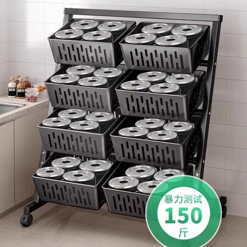 Multi-layer Rolling Storage Cart For Home Kitchen Fruit Vegetable Basket Floor Snack Organizer Shelf For Living Room Household