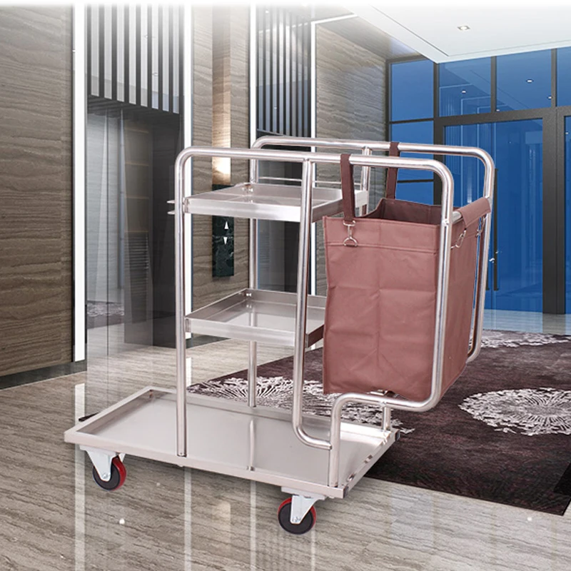 Cleaning Car Cleaning Car Stainless Steel Multi-function Trolley Property Cleaning Tools Hotel Linen Cart