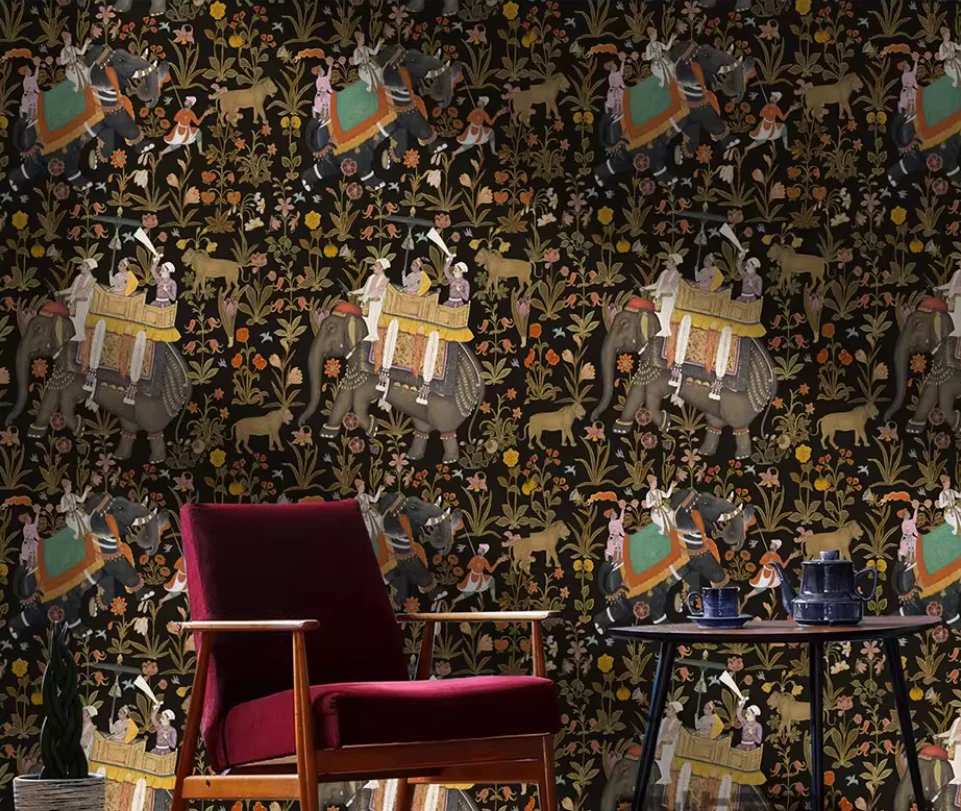 Southeast Asian style elephant wallpaper Thai Indian hotel living room custom mural restaurant mural ethnic style wall paper