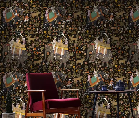 Southeast Asian style elephant wallpaper Thai Indian hotel living room custom mural restaurant mural ethnic style wall paper