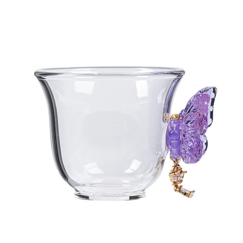 

Small fresh butterfly glass lady drinking tea cup household exquisite hot water cup master cup