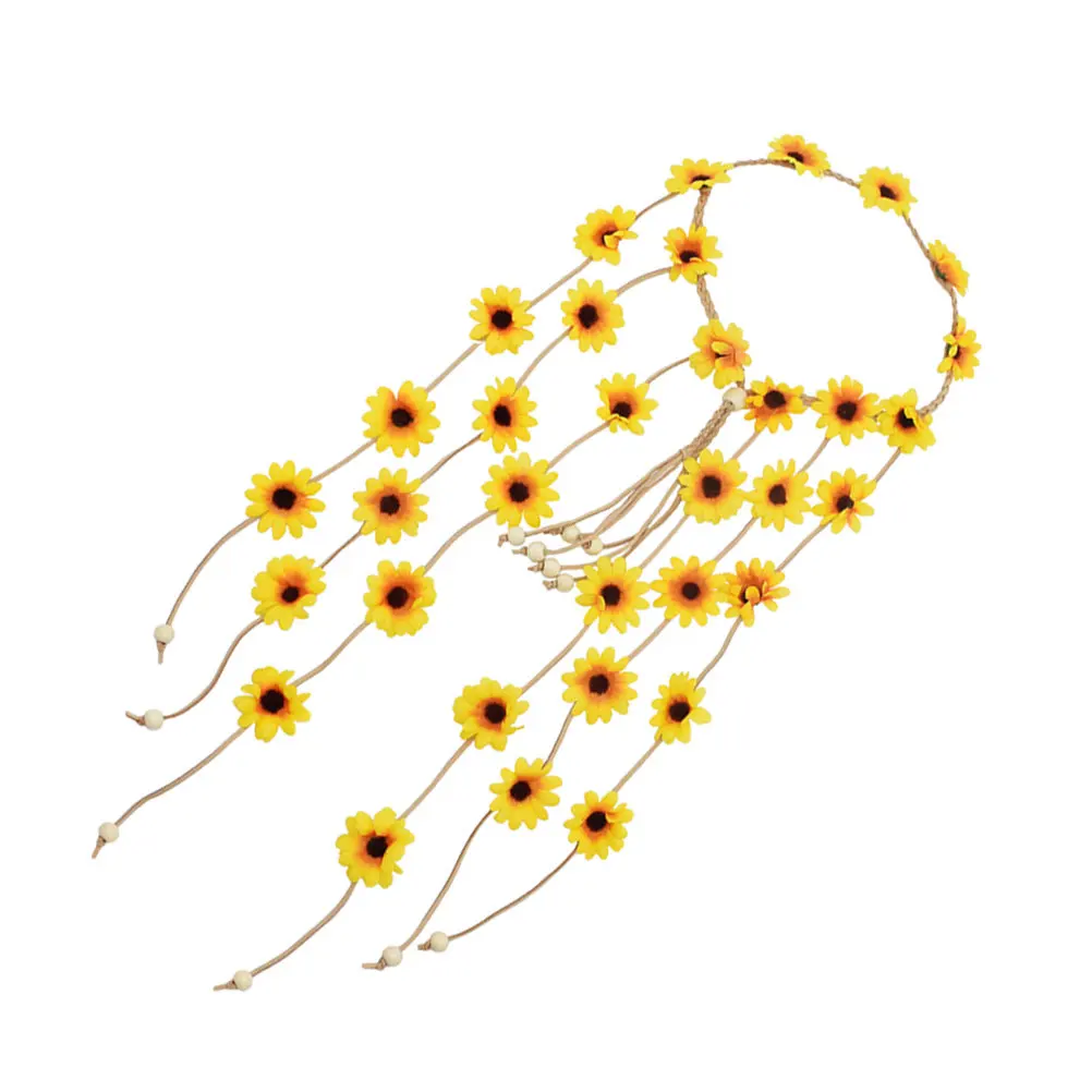 

Sunflower Flower Hairband Floral Tassel Flower Crown Headband Halloween Beach Holiday Party Accessory Sunflower Headband