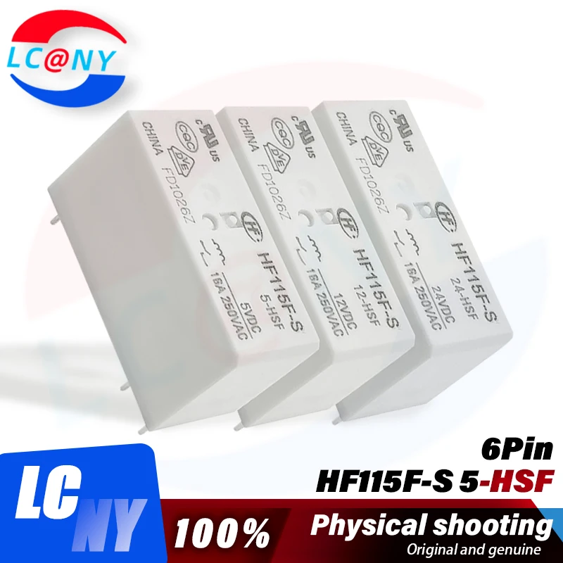 1PCS New Original HF Relay HF115F-S-5-HSF HF115F-S-12-HSF HF115F-S-24-HSF 16A 6PIN 5V12V24V power relay HF115F-S-5-HSF relay